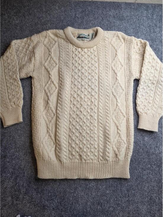 Aran Crafts Sweaters - Vintage ARAN CRAFTS Fisherman Cable Knit Sweater Men's Size Medium Cream